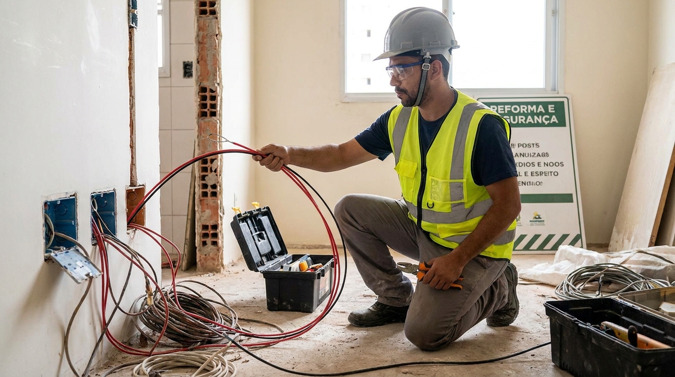 Substituição de fios antigos em Vitória da Conquista‑BA